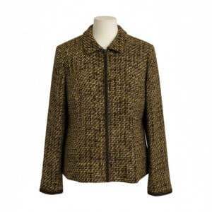 Madison Studio Tweed Jacket Brown Wool Blend Snap Button Jacket Sz 16 Classic